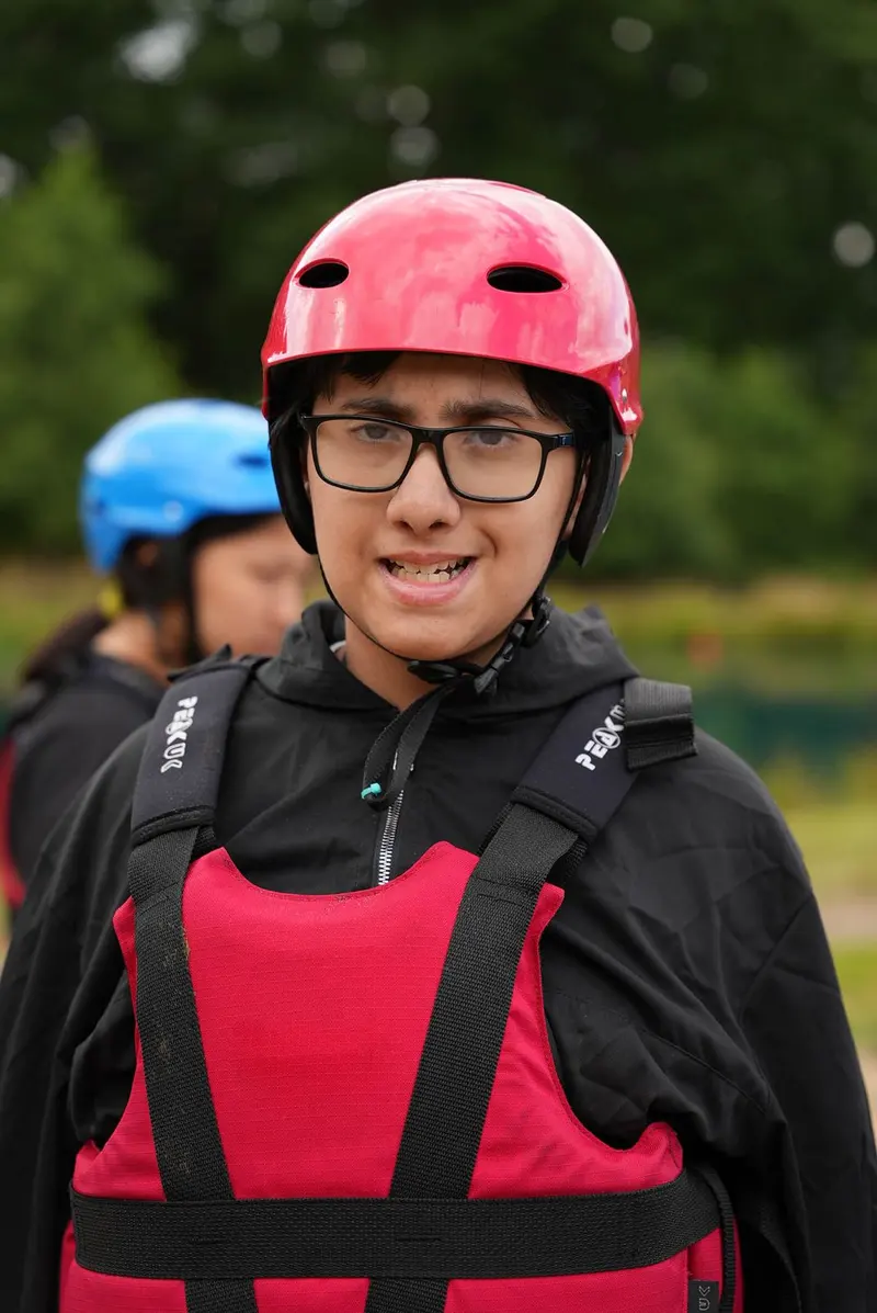 Student ready for adventure activity